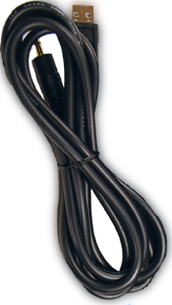 This photo shows the optional 3.5mm to USB Adapter Cable required for PC Connectivity.